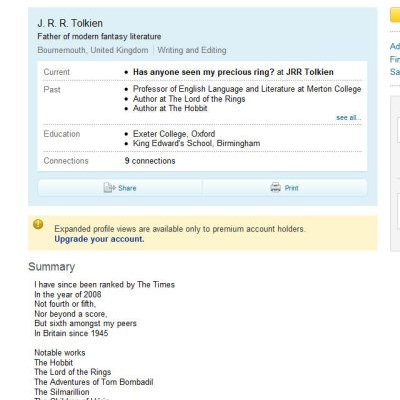 JRR Tolkien on LinkedIn